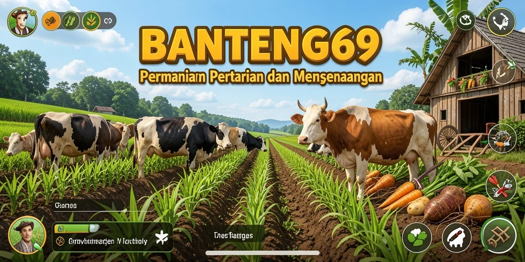 Tampilan gameplay BANTENG69 dengan berbagai tanaman yang sedang tumbuh.
