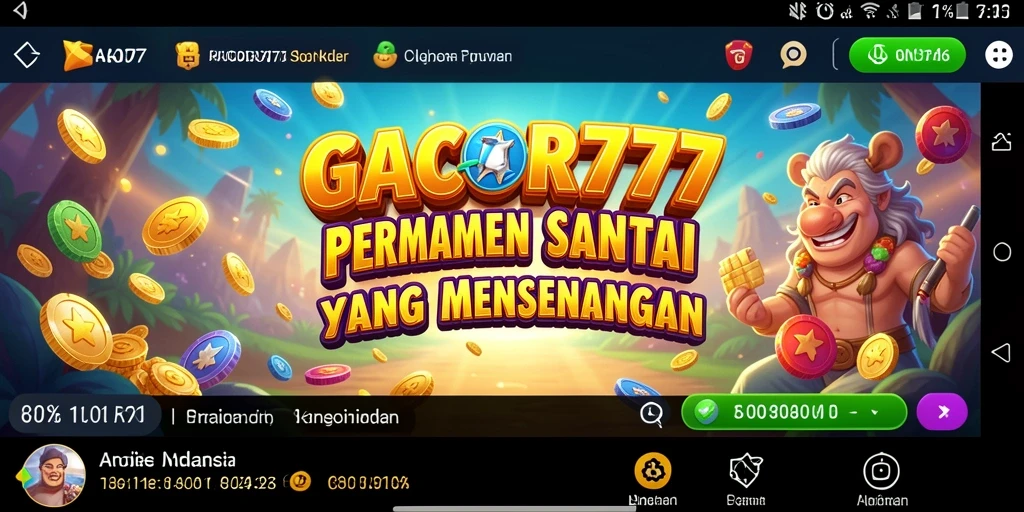 Screenshot utama GACOR777 yang menunjukkan gameplay yang menyenangkan dan penuh warna.