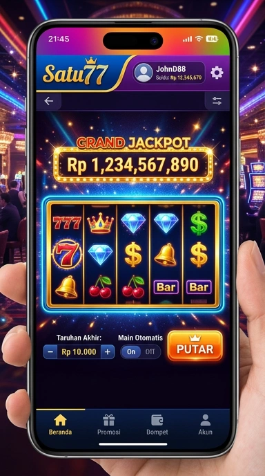 Screenshot aplikasi satu77 dengan kategori beragam dan terperinci.
